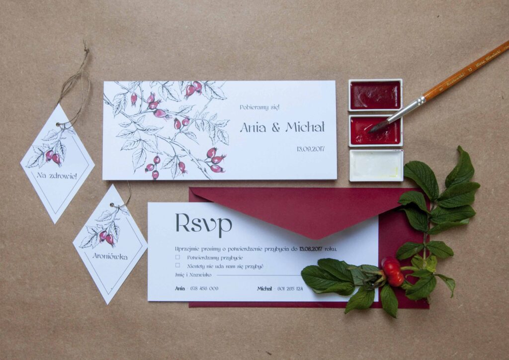 Zaproszenia ślubne - kolekcja Dzika Róża
